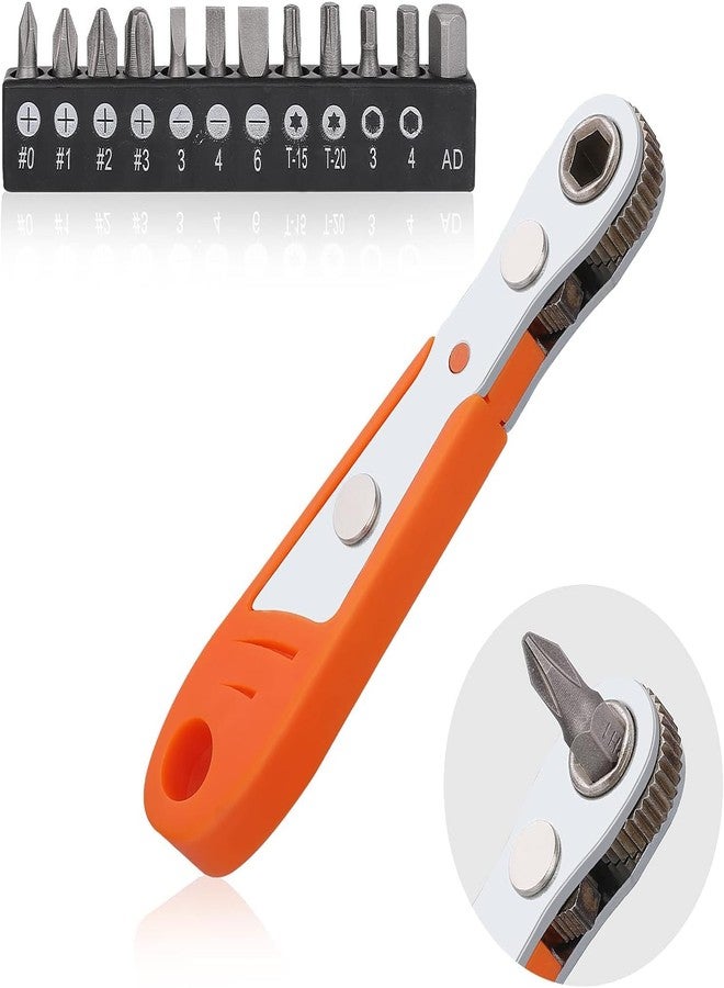 KBZONE Mini Ratchet Torx Wrench 12-Pieces & Bit Set,Screwdriver Bits With Magnetic 110 Mm 1/4 Inch4-Drive High Torque Offset Reversible Mini Ratcheting For Gadgets, Machines,Pocket Size Close Quarters - Image 1
